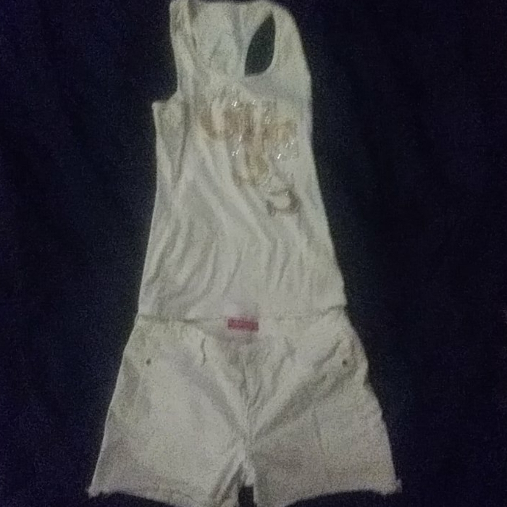Guess white tank top and Guess white shorts